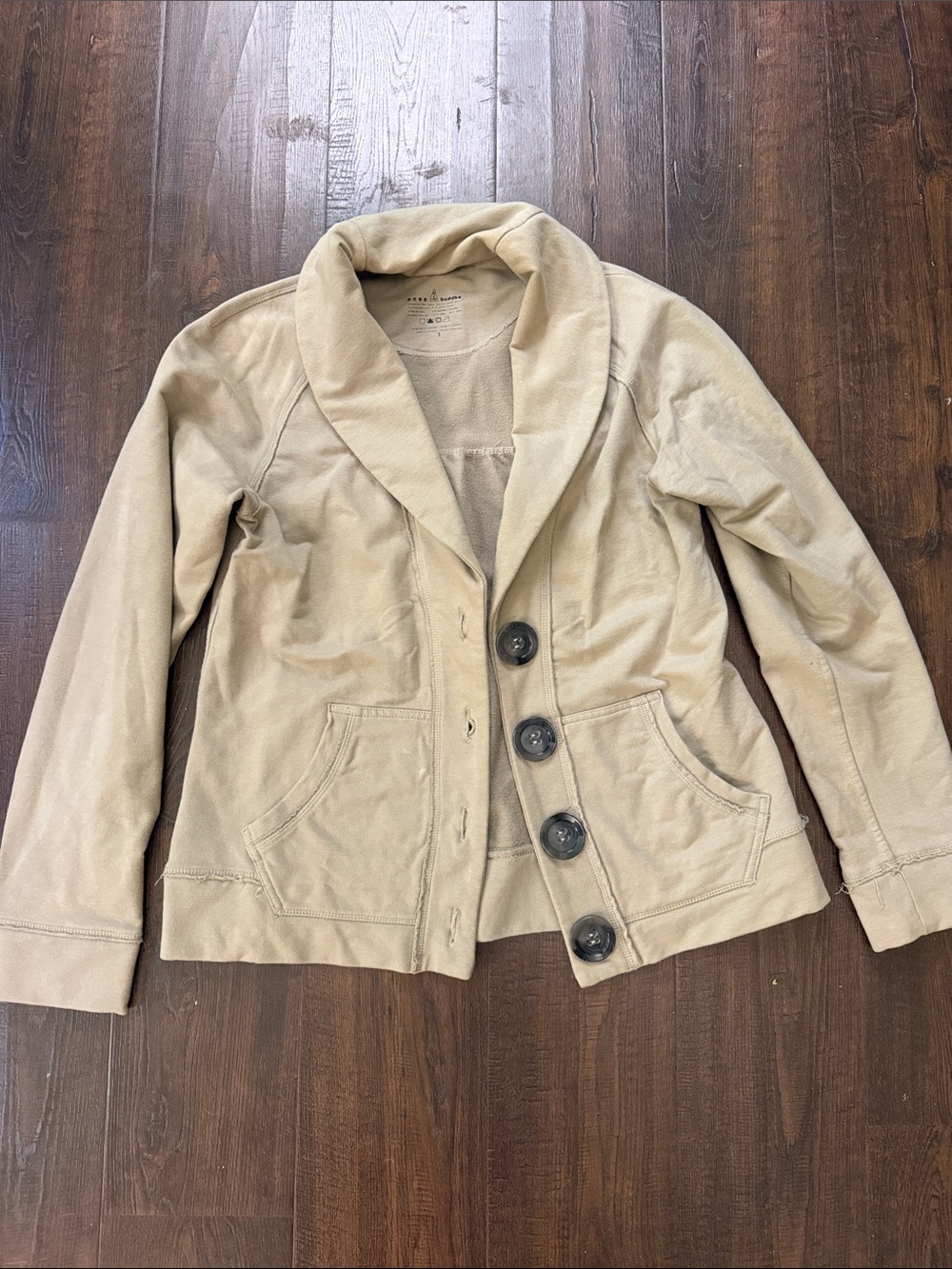 neon buddha Beige Shawl Collar Button Hoodie Jacket